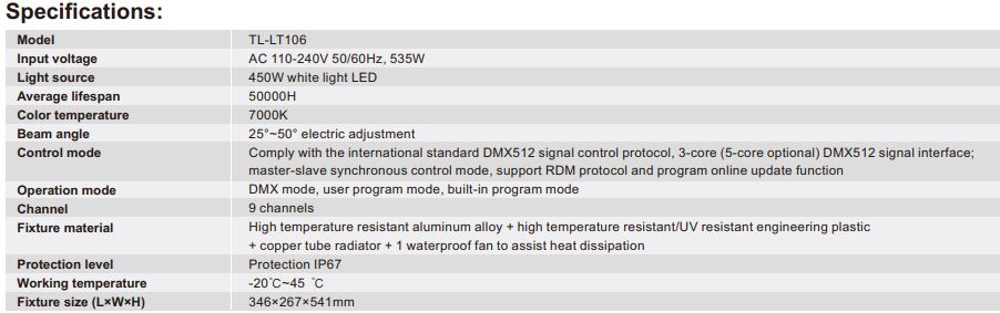 TL-LT106 450W Water Effect Light