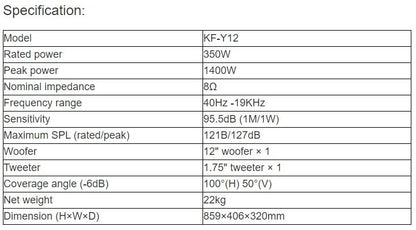 KF-Y12 Professional Full Range Speaker