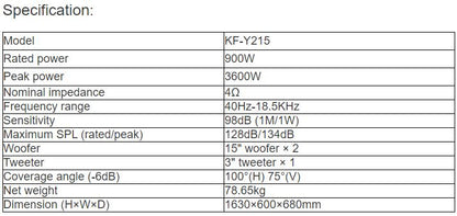 KF-Y215 Professional Full Range Speaker