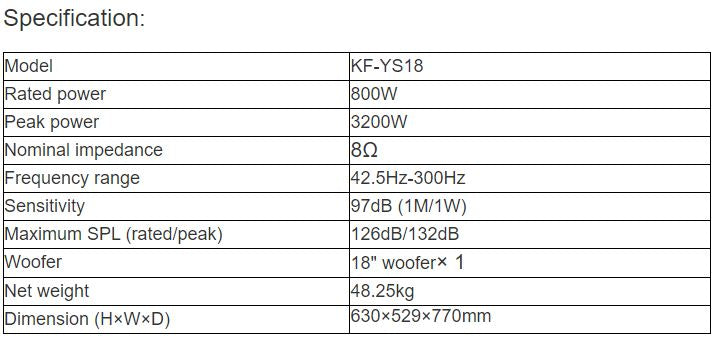 KF-YS18 Subwoofer