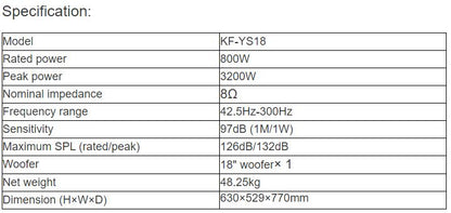 KF-YS18 Subwoofer