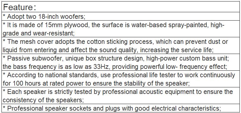 KF-YS218 Professional Subwoofer Speaker