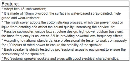 KF-YS218 Professional Subwoofer Speaker