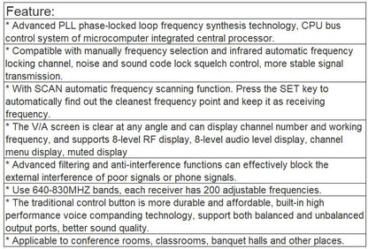 TS-358, TS-358H 1 Receiver + 8 Digital Wireless Conference Microphone