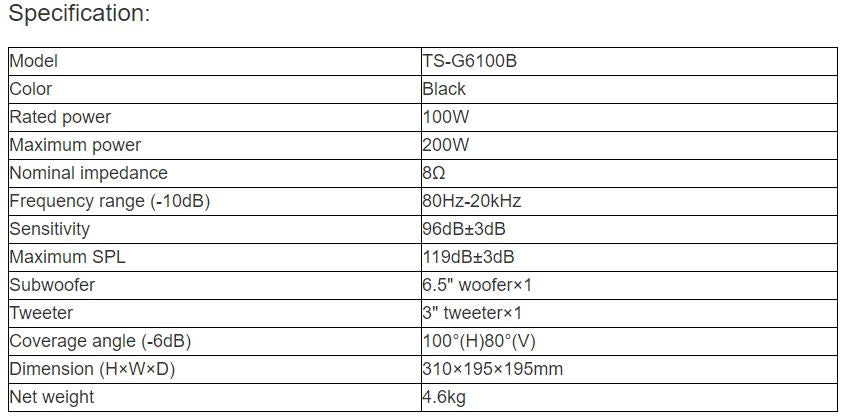 TS-G6100B Speaker