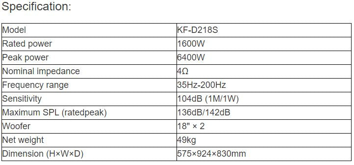 KF-D218S Linear Array Subwoofer