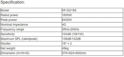 KF-D218S Linear Array Subwoofer