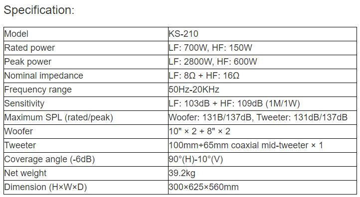 KS-210 Linear Array Full Range Speaker