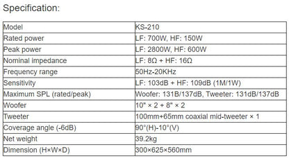 KS-210 Linear Array Full Range Speaker