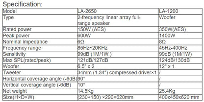 LA-2650, LA-1200 Line Array Speaker