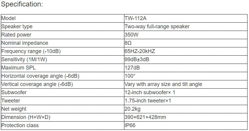TW-112A Linear Array Speaker