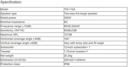TW-112A Linear Array Speaker