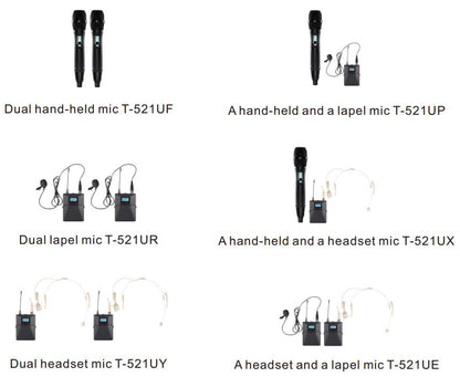 T-521UF, T-521UP, T-521UR, T-521UX, T-521UY, T-521UE UHF Wireless Mic with FM touch Screen