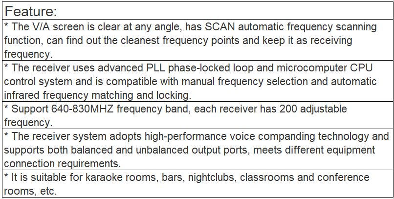 T-521UF, T-521UP, T-521UR, T-521UX, T-521UY, T-521UE UHF Wireless Mic with FM touch Screen