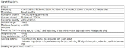 T-521UH, T-521UT, T-521UL, T-521UV, T-521US, T-521UW UHF-Dual Channel Wireless Microphone