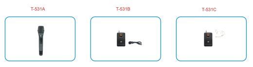 T-531A, T-531B, T-531C Wireless Microphone ( frequency-adjustable single channel wireless microphone with UHF band LCD display-non true diversity)