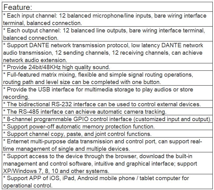 TS-P1212D 12 Input And 12 Output Digital(With DANTE Network Transmissi