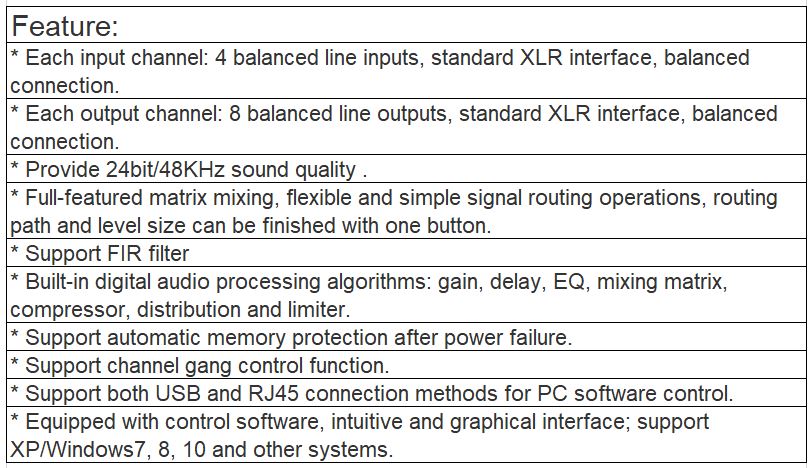 TS-P480 4-in 8-out Digital Audio Matrix Processor