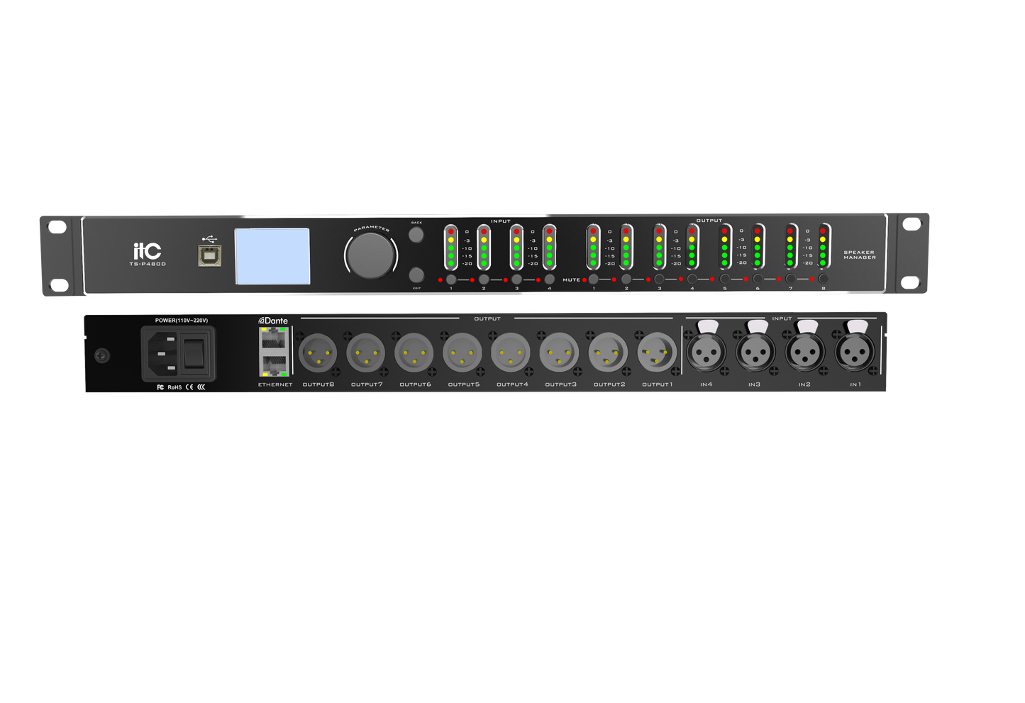 TS-P480D 4-in-8-out Digital Audio Matrix Processor