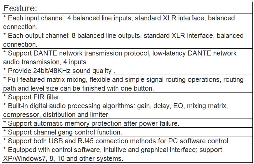 TS-P480D 4-in-8-out Digital Audio Matrix Processor