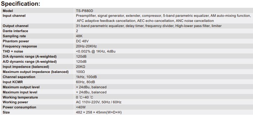 TS-P880 , TS-P880D Audio Processor