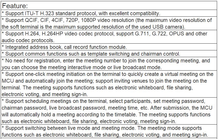 NT90-PC01 , (ios MAC) NT90-MC01 HD Video Conference Software Terminal (windows)