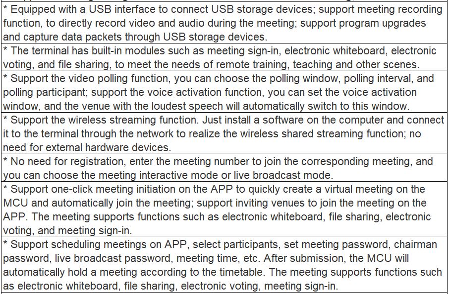 NT90MB Series MB02, MB02M4, MB02M8 Small Size Split-type HD Video Conference Terminal