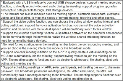 NT90MB Series MB02, MB02M4, MB02M8 Small Size Split-type HD Video Conference Terminal