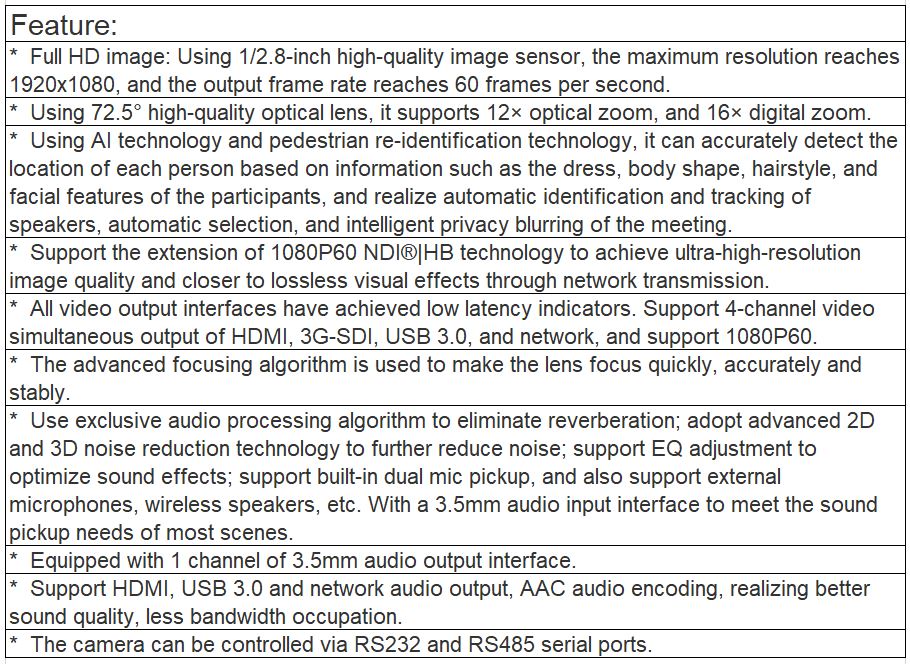 TV-612XM Video Conference Camera