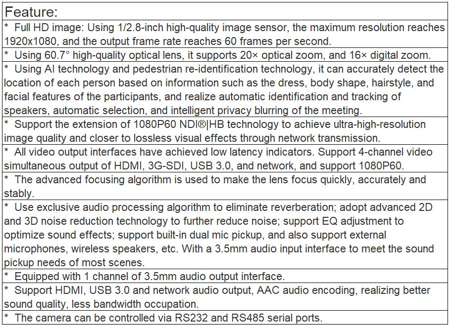 TV-620XM Video Conference Camera