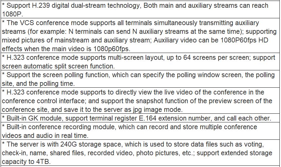 VCS8000 Series P48C6, P48C10, P64C6, P64C10 Cloud-based HD Video Conference Server Platform