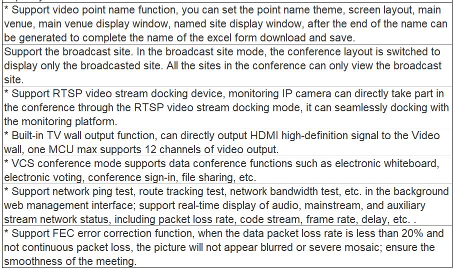 VCS8000 Series P48C6, P48C10, P64C6, P64C10 Cloud-based HD Video Conference Server Platform