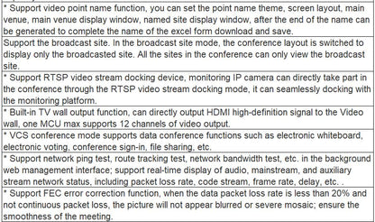 VCS8000 Series P48C6, P48C10, P64C6, P64C10 Cloud-based HD Video Conference Server Platform