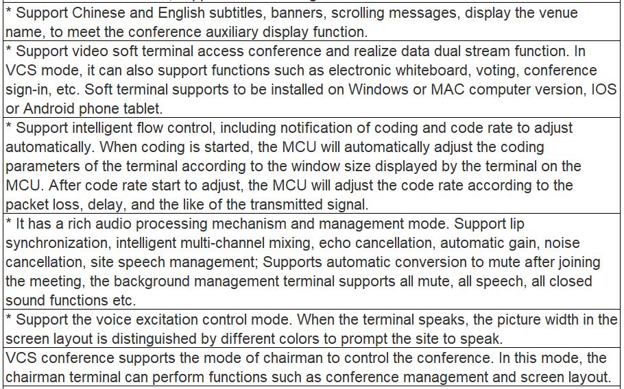 VCS8000 Series P48C6, P48C10, P64C6, P64C10 Cloud-based HD Video Conference Server Platform