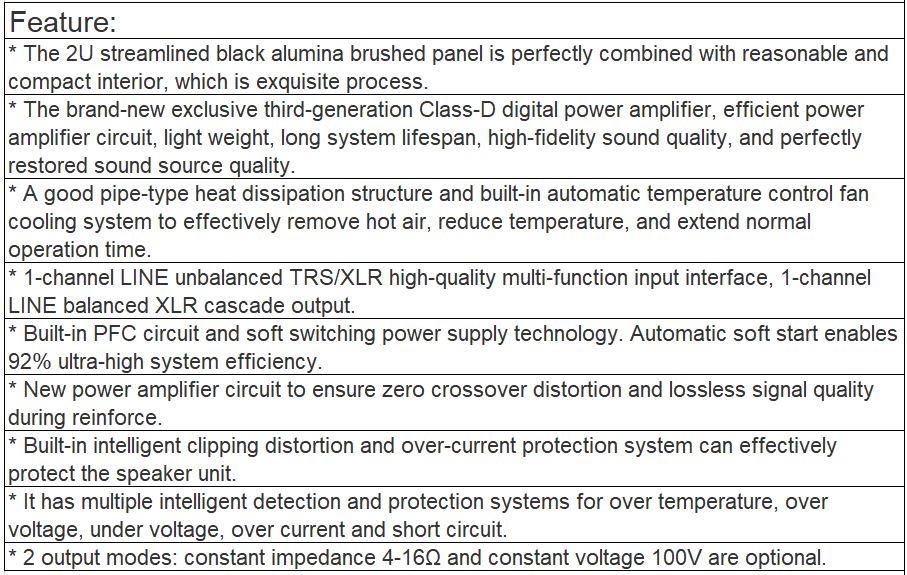 TD-1000, TD-1500, TD-2000 Digital Power Amplifier
