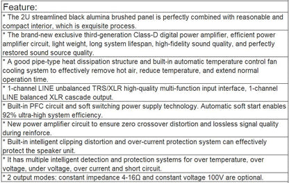 TD-1000, TD-1500, TD-2000 Digital Power Amplifier