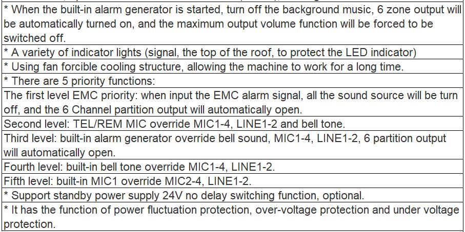TZ-6350, TZ-6500 6 Zones Digital Mixer Amplifier with MP3, TUNER, Bluetooth