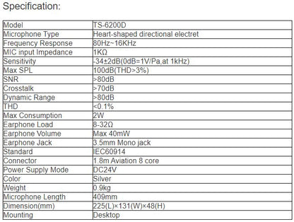 TS-6200D Delegate Unit