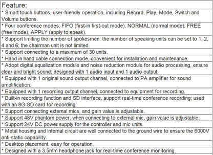 TS-6221M Digital Conference System Extension Controller