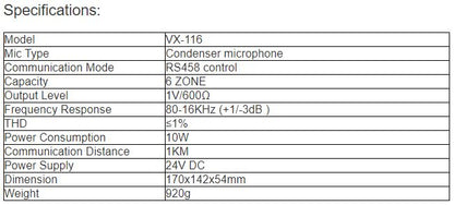 VX-116 Paging Microphone