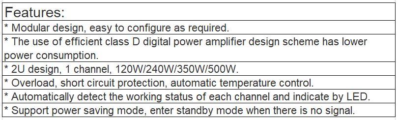 VA-P120, VA-P240, VA-P350, VA-P500 Class-D Digital Amplifier