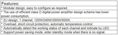 VA-P120, VA-P240, VA-P350, VA-P500 Class-D Digital Amplifier